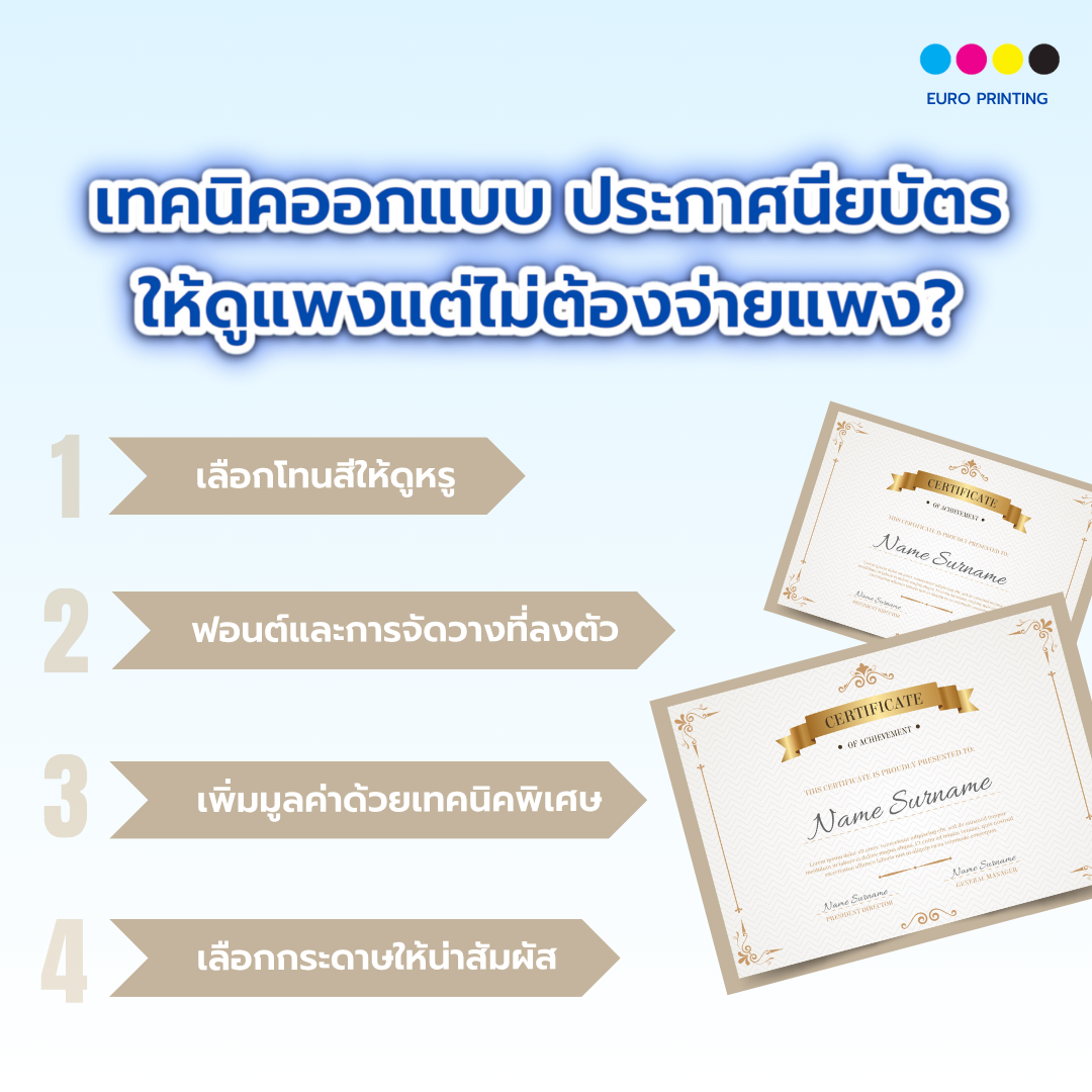 เทคนิคออกแบบ ประกาศนียบัตร ให้ดูแพงแต่ไม่ต้องจ่ายแพง?
